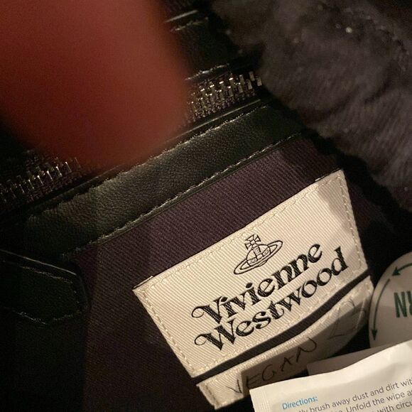 EUC Vivienne Westwood Womens Black Textured Polly Drawstring Vegan Tote Bag - Picture 12 of 12